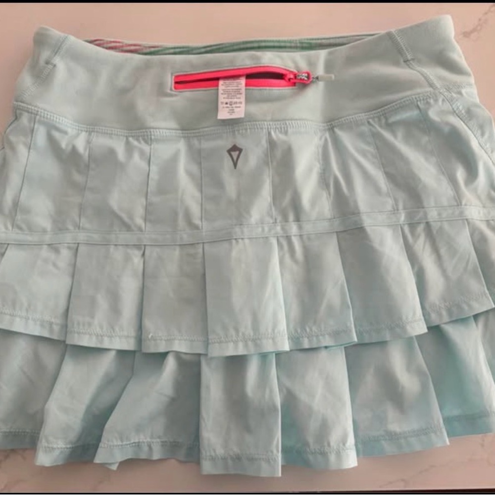 Ivivva Light Mint Tiered Athletic Skirt with Pink Zip Pocket